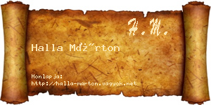 Halla Márton névjegykártya